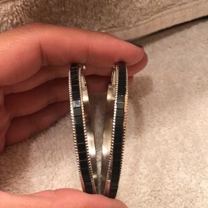 Black and silver hoop earrings